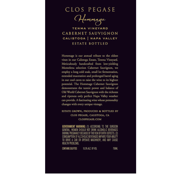 Clos Pegase Cabernet Sauvignon Hommage Tenma Vineyard Calistoga 2019 - 750ML