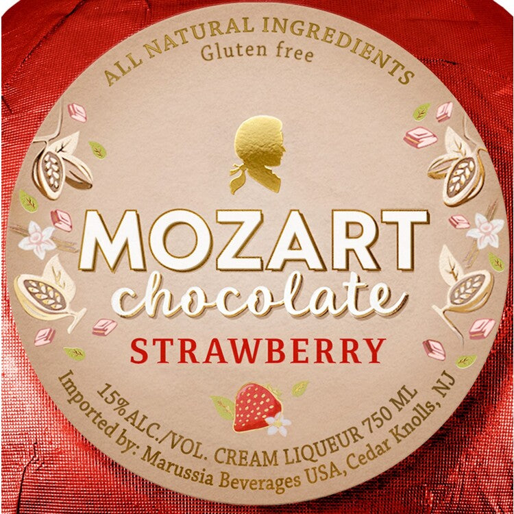 Mozart White Chocolate Strawberry Cream Liqueur 30 - 750ML - Front Label