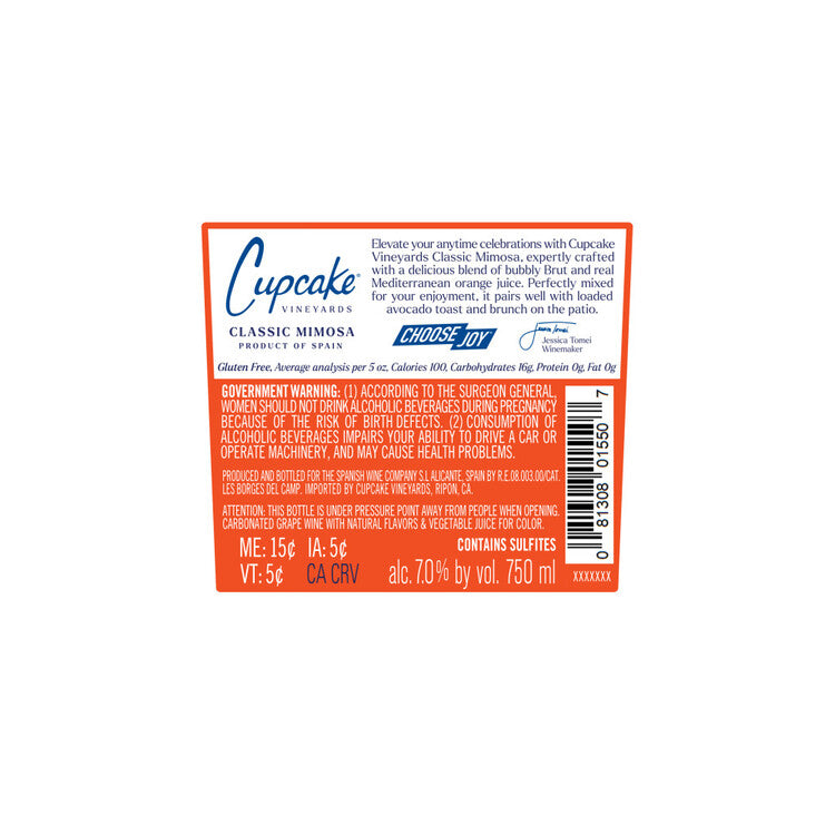 Cupcake Vineyards Wine Based Cocktail Classic Mimosa - 750ML