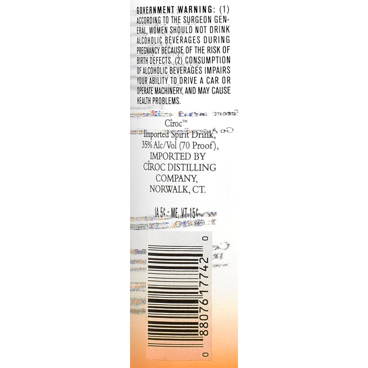 Ciroc Peach Flavored Vodka 70 - 1.75L