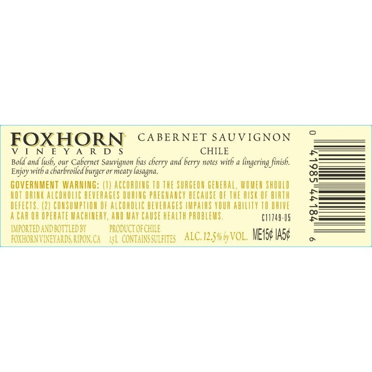 Foxhorn Cabernet Sauvignon California - 1.5L