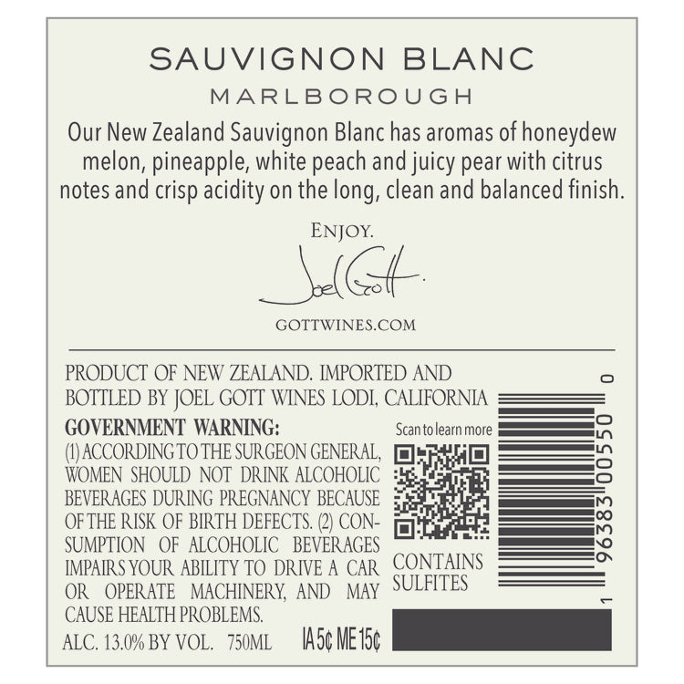 Joel Gott Sauvignon Blanc Marlborough 2023 - 750ML