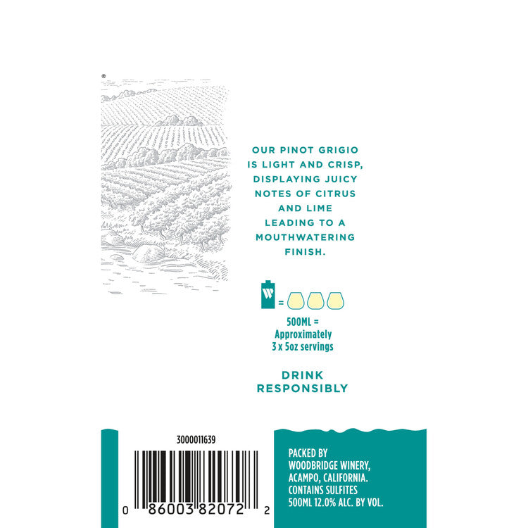 Woodbridge Pinot Grigio California - 500ML - Back Label