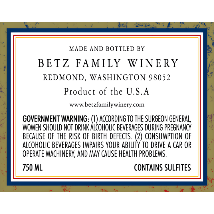Betz Family Winery Red Wine Clos De Betz Columbia Valley 2021 - 750ML - Back Label
