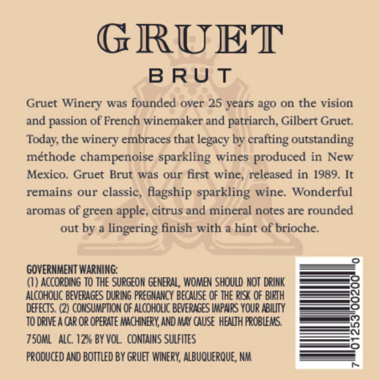Gruet Brut American - 750ML - Back Label