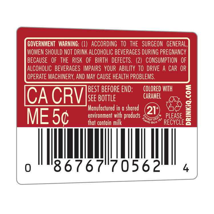 Baileys Cream Liqueur Coffee Toffee Non-Dairy Made With Oat Milk 34 - 50ML - Back Label