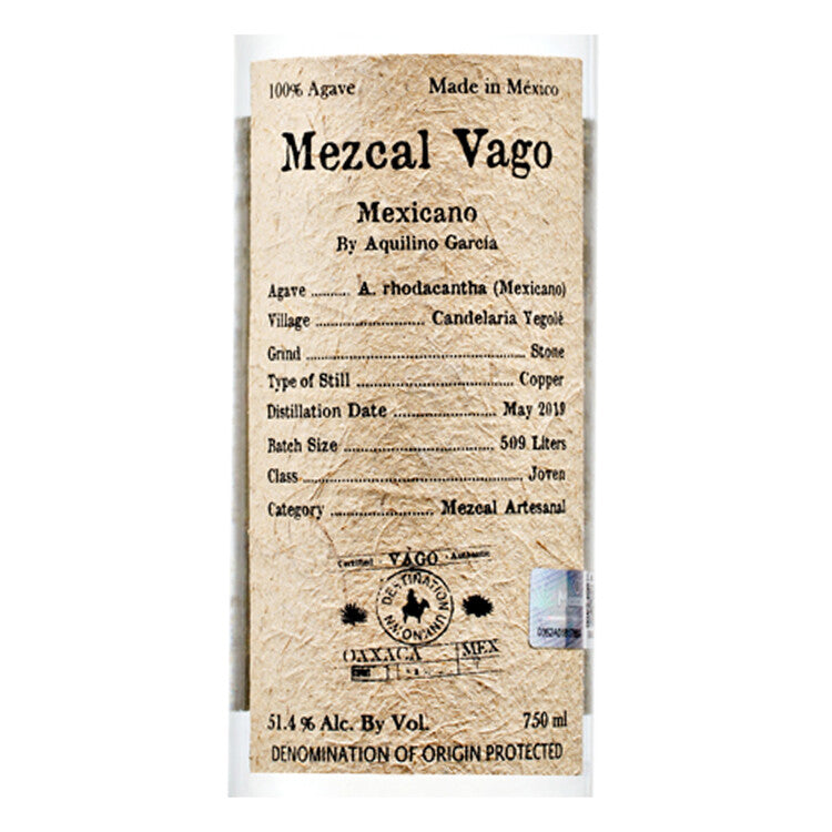 Vago Mezcal Mexicano By Hijos De Aquilino Garcia 103 - 750ML - Front Label
