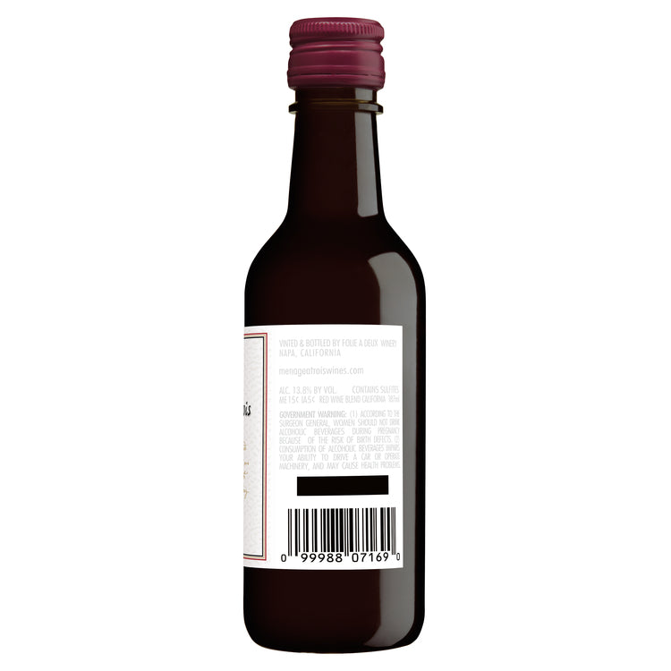 Menage A Trois Red Blend California - 187ML - Back