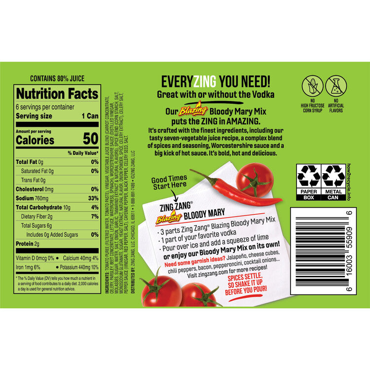 Zing Zang Blazing Bloody Mary Mix - 7.5 Z