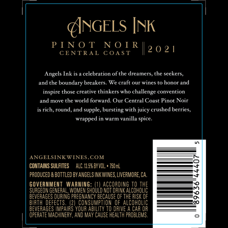 Angels Ink Pinot Noir Central Coast 2021 - 750ML