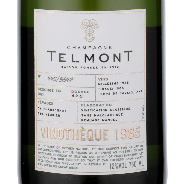 Telmont Champagne Extra Brut Vinotheque 1985 - 750ML - Front Label
