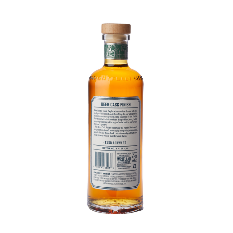 Westland American Single Malt Whiskey Beer Cask Finish Batch No 1 92 - 700ML - Back