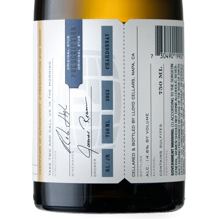 Prescription Chardonnay Clarksburg 2022 - 750ML - Back Label