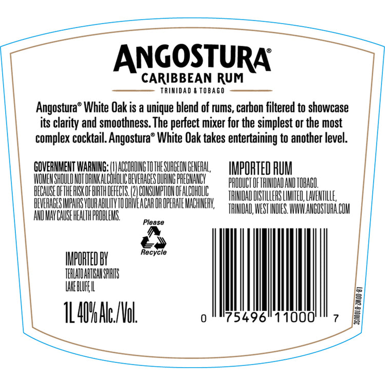 Angostura Light Rum White Oak 80 - 1.0L