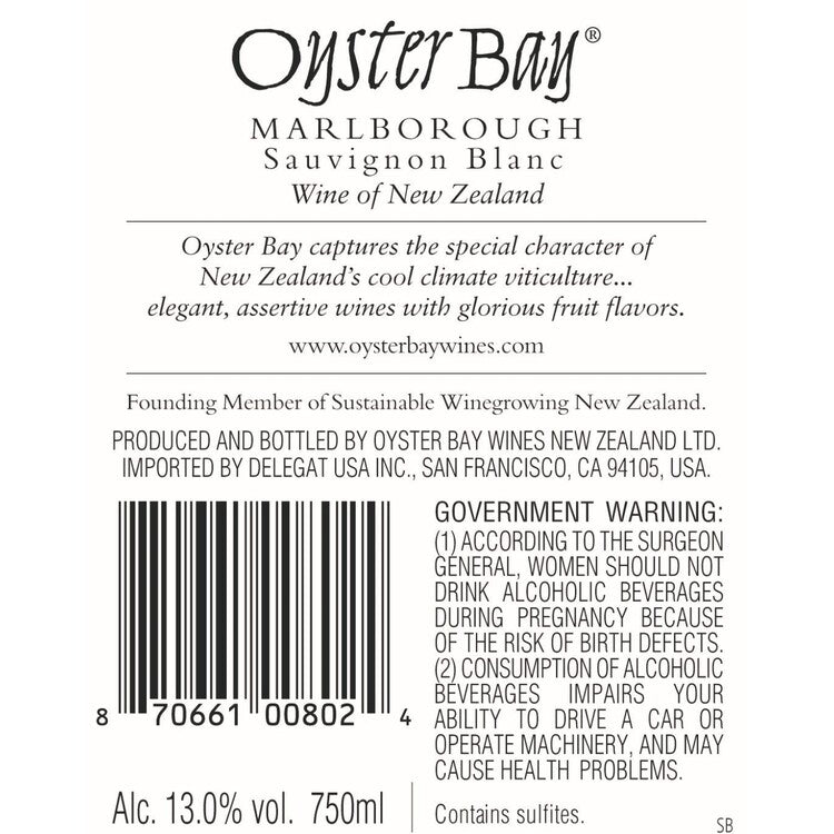 Oyster Bay Sauvignon Blanc Marlborough - 750ML