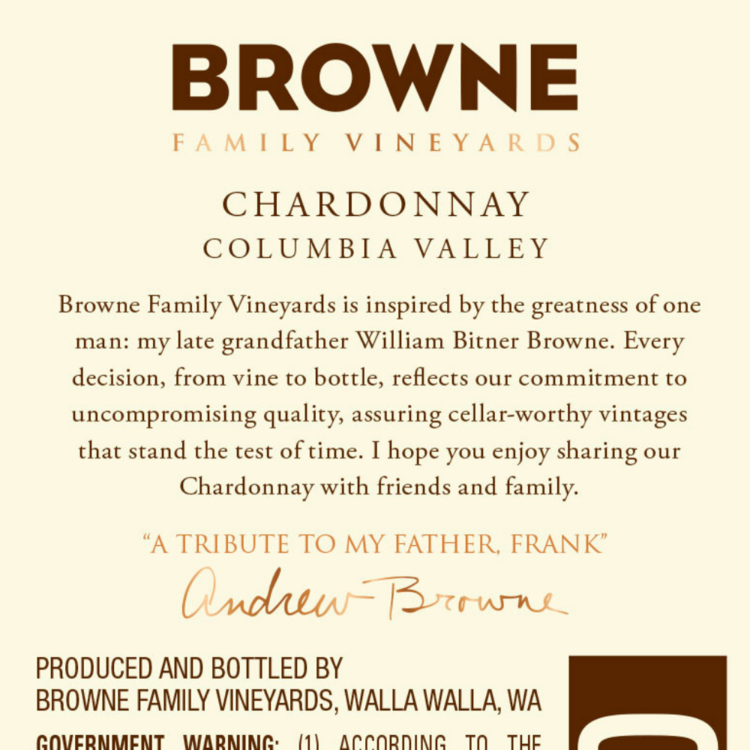 Browne Family Vineyards Chardonnay Bitner Estate Columbia Valley 2021 - 750ML