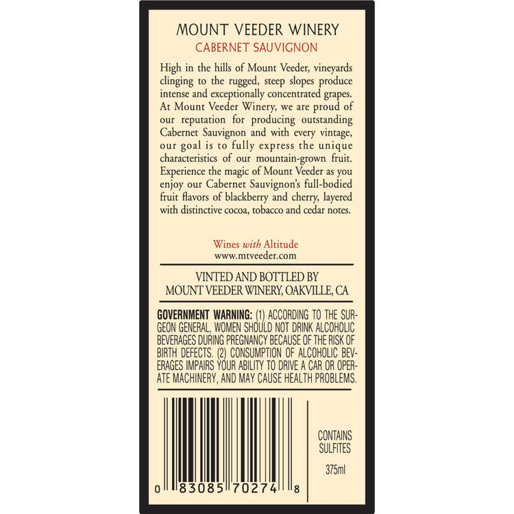 Mount Veeder Winery Cabernet Sauvignon Napa Valley 2019 - 375ML