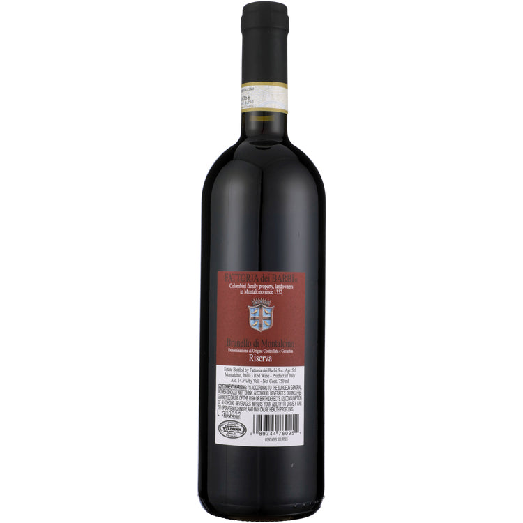 Fattoria Dei Barbi Brunello Di Montalcino Riserva 2019 - 750ML - Back