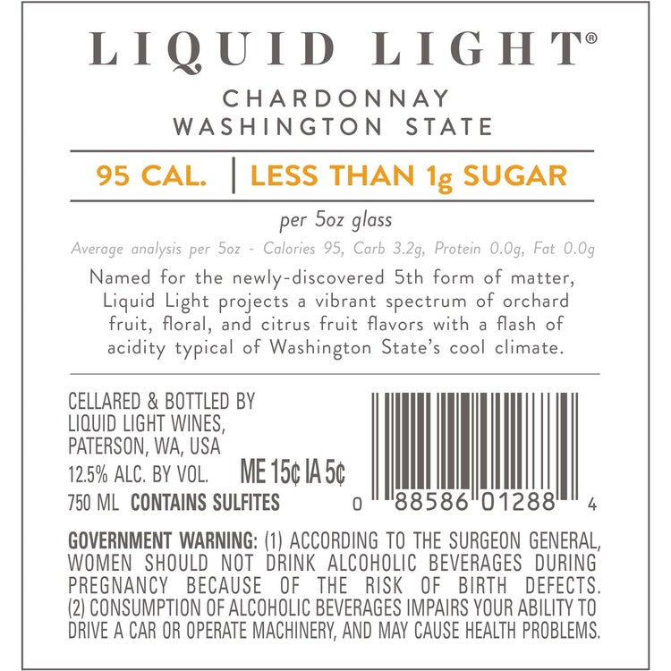 Liquid Light Chardonnay Washington 2021 - 750ML