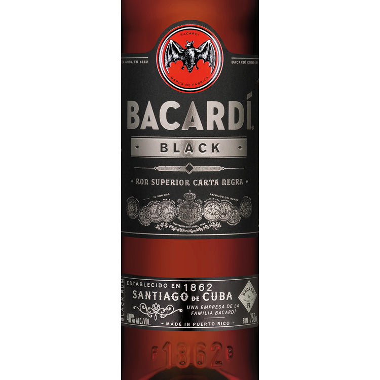 Bacardi Black Rum 80 - 750ML - Front Label