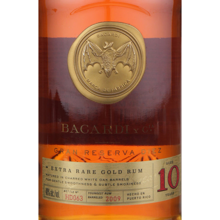 Bacardi Aged Rum Extra Rare Gold Gran Reserva Diez 10 Yr 80 - 750ML