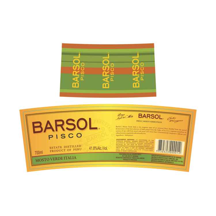 Barsol Pisco Mosto Verde Italia 82.6 - 700ML - Back Label