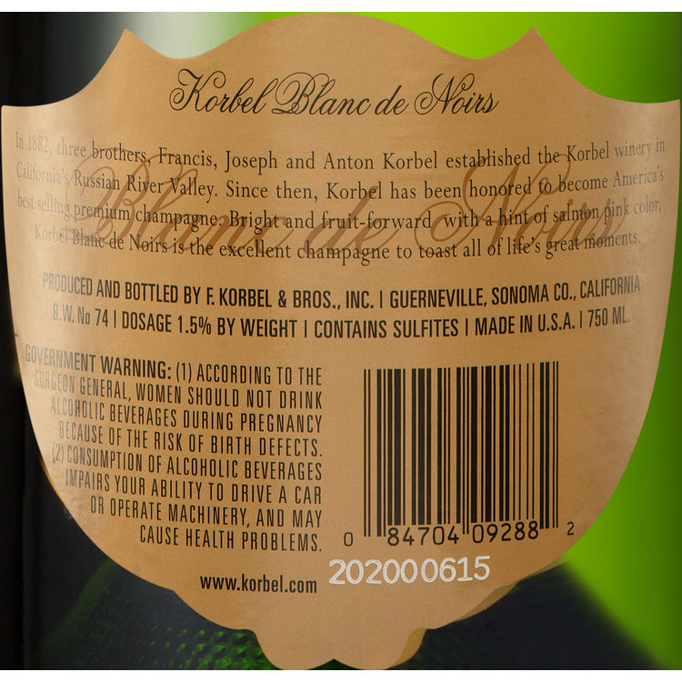 Korbel Blanc De Noirs Champagne California - 750ML