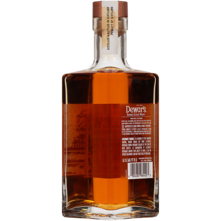 Dewar's Blended Scotch Double Double Aged 21 Yr 92 - 375ML - Back