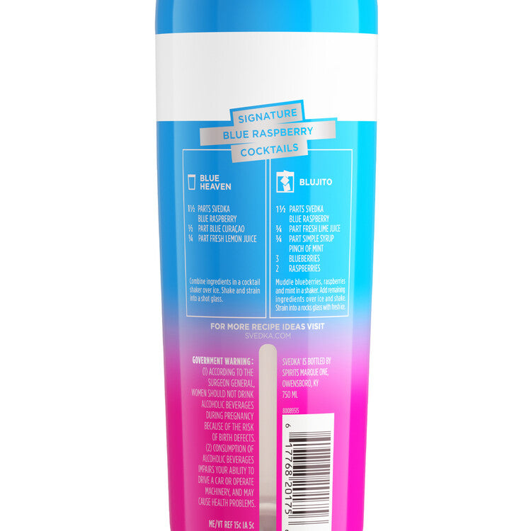 Svedka Blue Raspberry Flavored Vodka 70 - 750ML