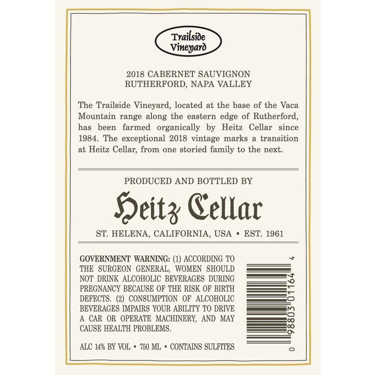 Heitz Cellar Cabernet Sauvignon Trailside Vineyard Rutherford 2018 Woo - 750ML