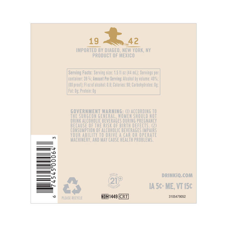 Don Julio Tequila Anejo 80 - 1.75L - Back Label