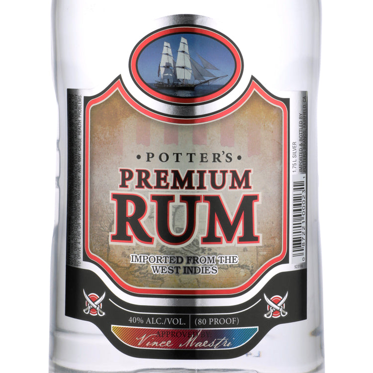 Potter's Superior White Rum 80 - 1.75L - Front Label