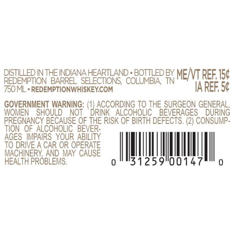 Redemption Straight Bourbon Barrel Proof 9 Yr 103.9 - 750ML