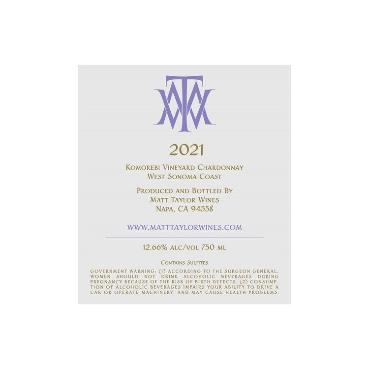Matt Taylor Wines Chardonnay Komorebi Vineyard Sonoma Coast 2021 - 750ML