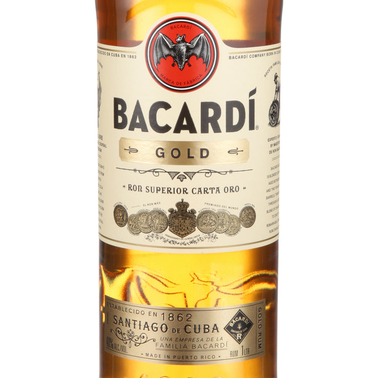 Bacardi Gold Rum 80 - 1.0L - Front Label