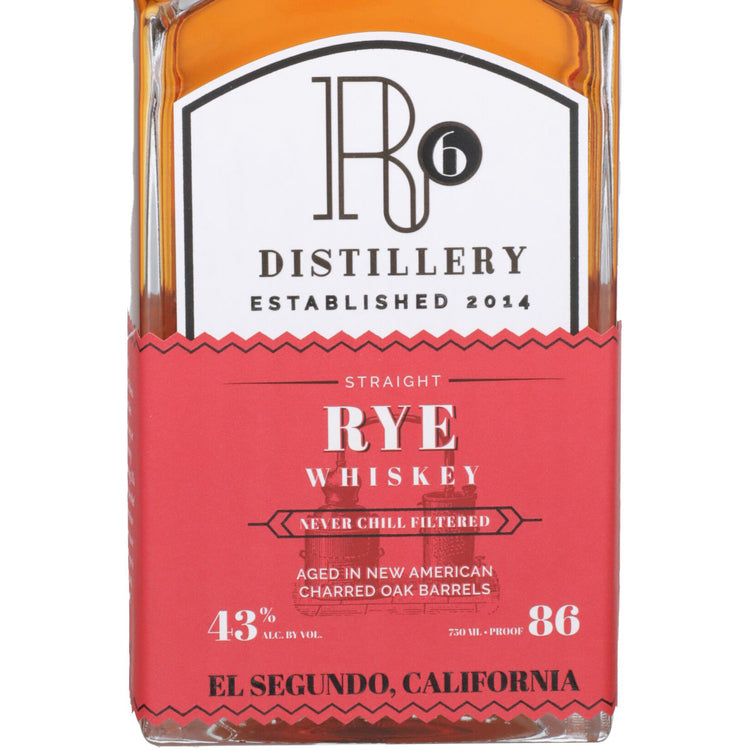 R6 Distillery Straight Rye Whiskey 4 Yr 86 - 750ML - Front Label
