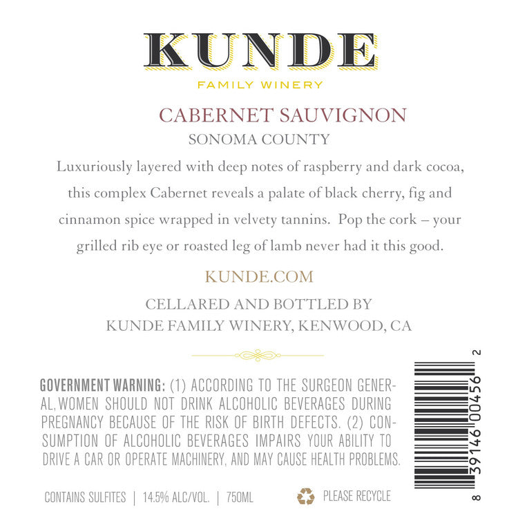 Kunde Family Estate Cabernet Sauvignon Sonoma County 2021 - 750ML