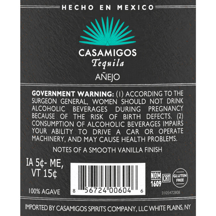 Casamigos Tequila Anejo 80 - 1.75L - Back Label