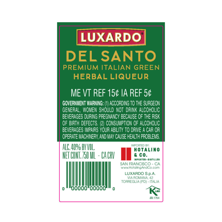 Luxardo Herbal Liqueur Del Santo 80 - 750ML - Back Label