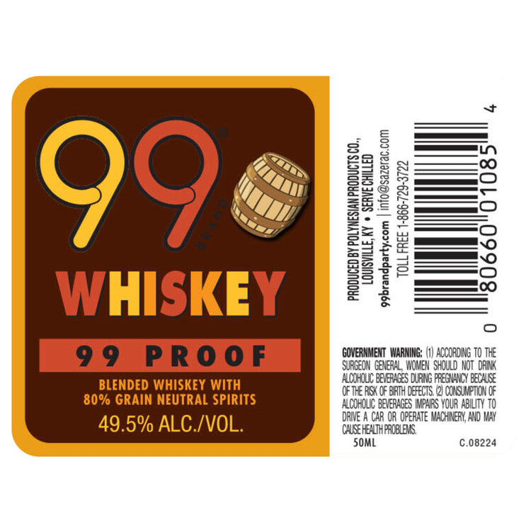 99 Brand Blended American Whiskey 99 - 50ML - Front Label