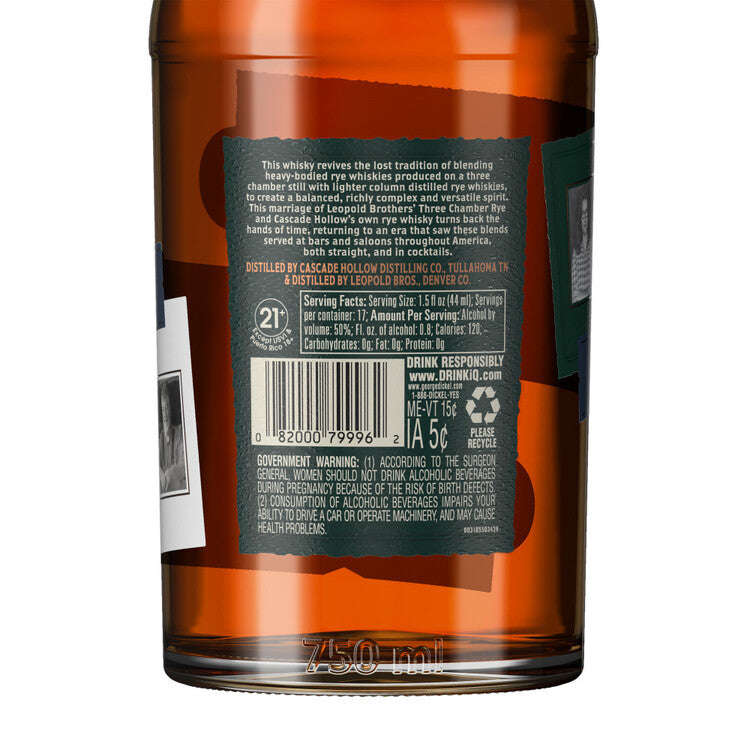 George Dickel Rye Whiskey X Leopold Bros Collaboration Blend Colimn St - 750ML