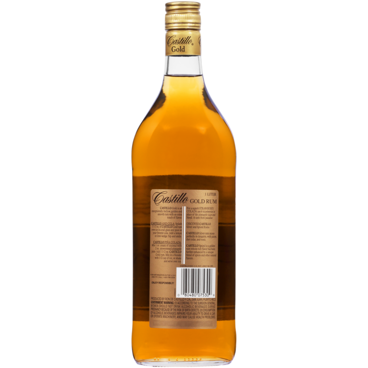 Castillo Gold Rum 80 - 1.0L - Back