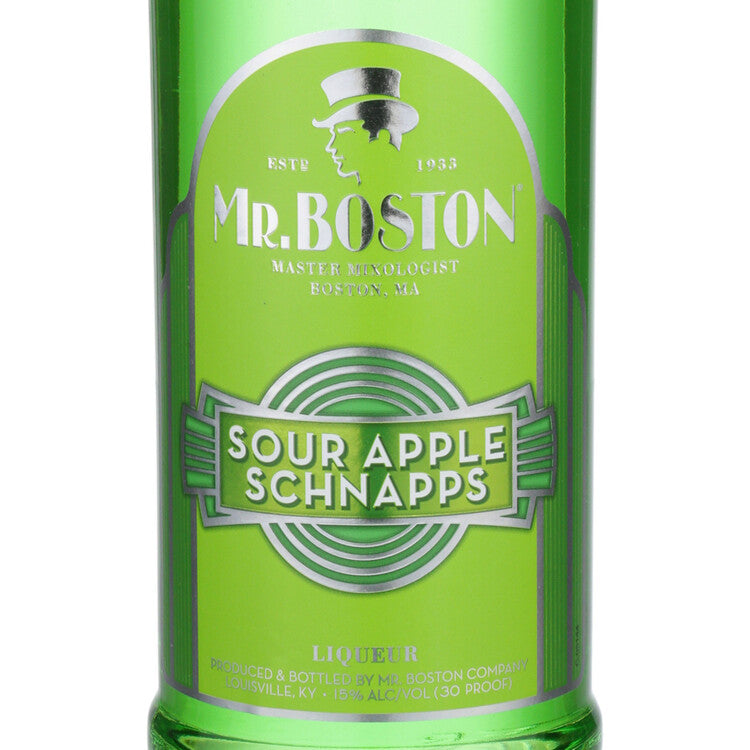 Mr. Boston Sour Apple Schnapps 30 - 1.0L - Front Label