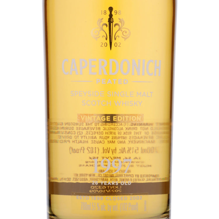 Caperdonich Single Malt Scotch Peated Secret Speyside 26 Yr 102 - 700ML - Front Label