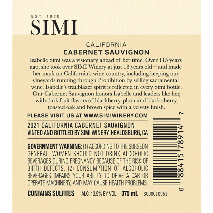 Simi Cabernet Sauvignon California 2021 - 375ML