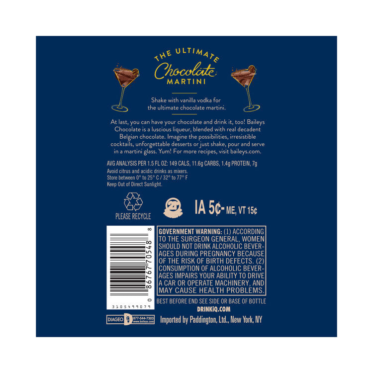 Baileys Chocolate Liqueur 31.4 - 750ML