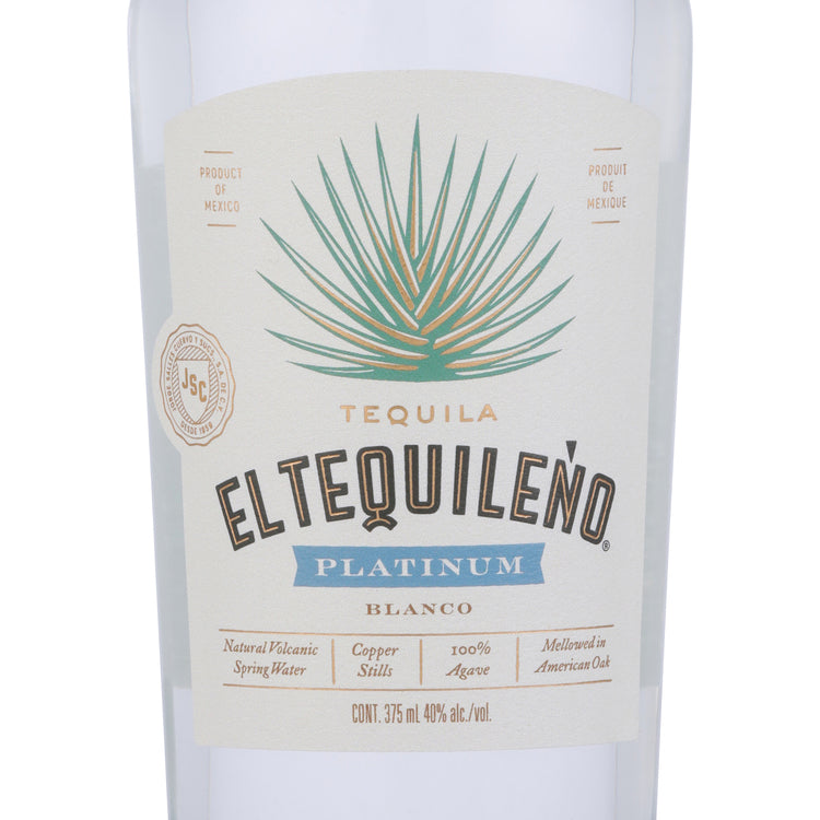 El Tequileno Tequila Platino Blanco 80 - 375ML - Front Label