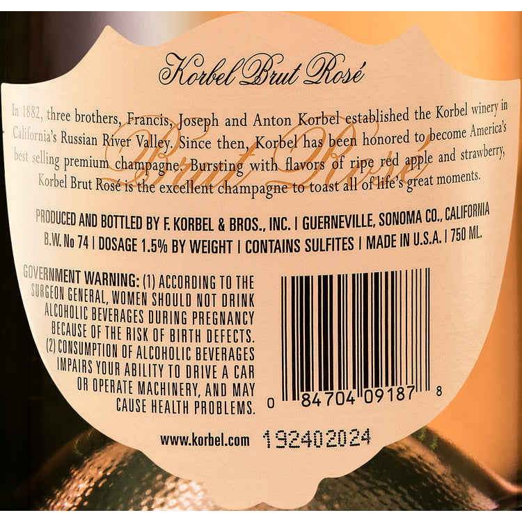 Korbel Brut Rose Champagne California - 750ML