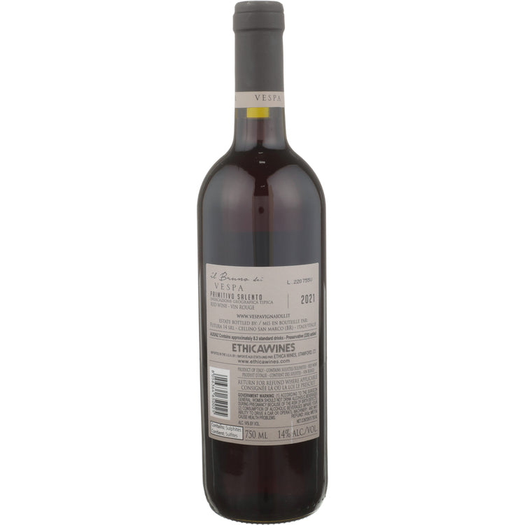 Vespa Primitivo Il Bruno Dei Vespa Salento 2023 - 750ML - Back