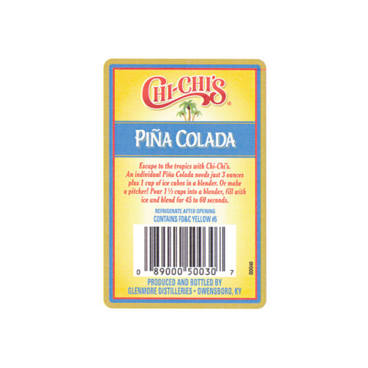 Chi-Chi's Pina Colada 25 - 1.75L - Back Label